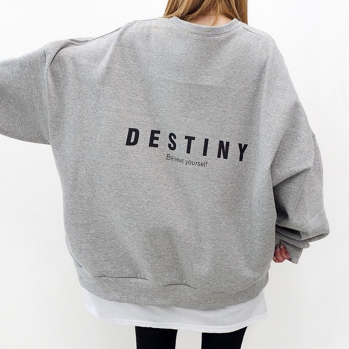 5XL, 3COLOR 데스티니 레이어드 맨투맨 기모ver. 5599까지 오버사이즈 남여공용 기모 겨울 홈웨어 박스맨투맨