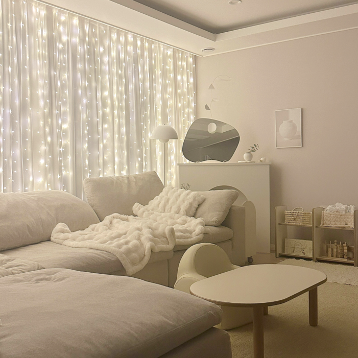 420구 트윙클 커튼 전구 3 x 2m Led 크리스마스 줄조명, 1개, 웜화이트
