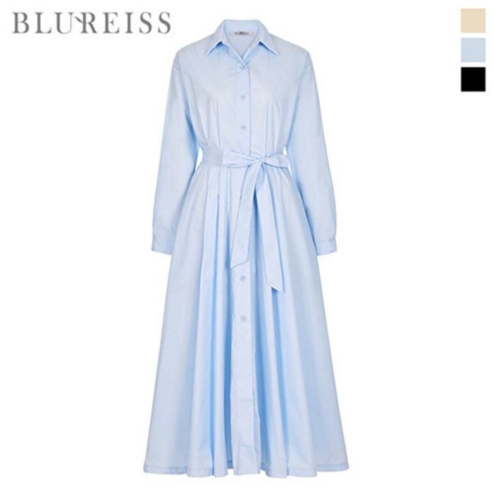 블루레이스 블루레이스 벨트핏셔츠카라핀턱롱원피스B4S1OP3231