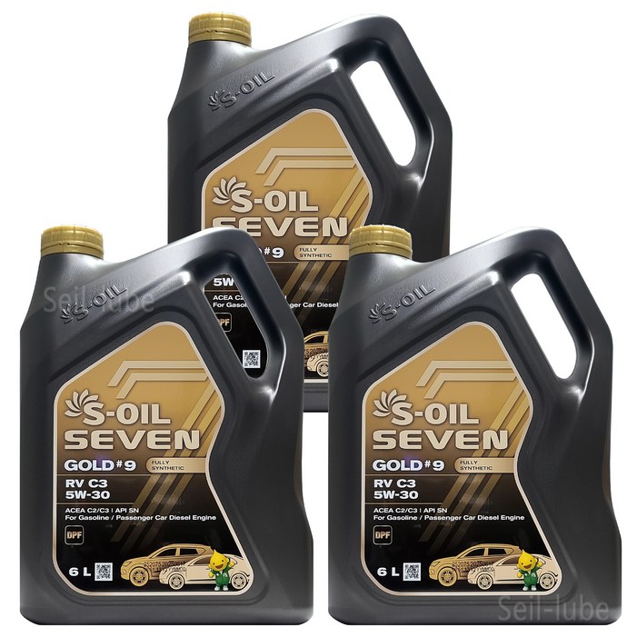 에스오일 세븐 골드 9 RV C3 5W30 6L x 3개 1박스 18L 가솔린 디젤 겸용 100% 합성 엔진오일
