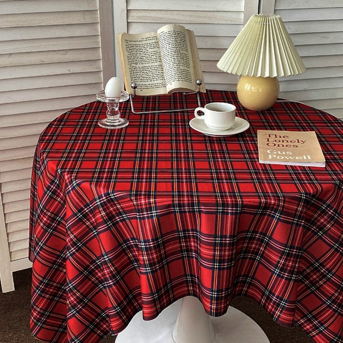 파티굿즈 크리스마스 식탁보 테이블보 장식 2인 4인 6인, M, 레드, 1개