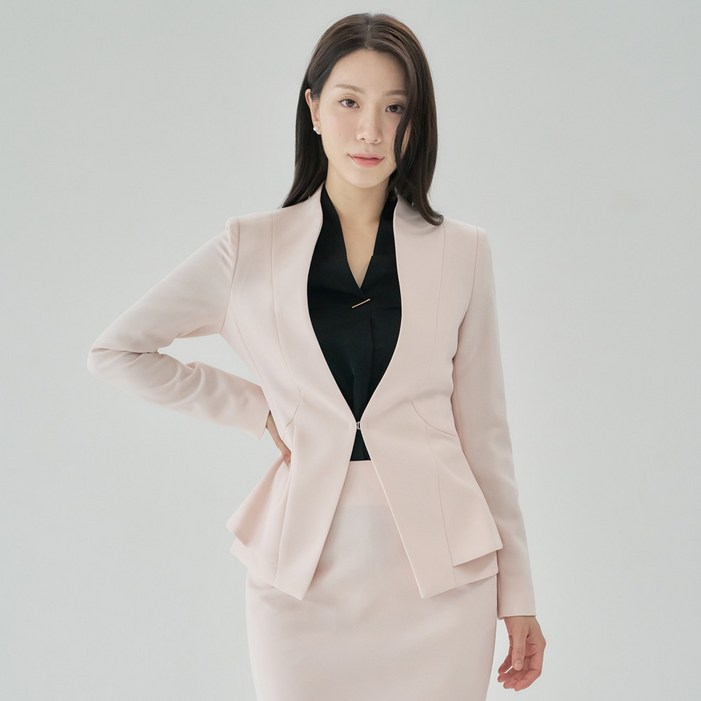여성용 정장 자켓 노카라 슬림핏 스판 모던 날개