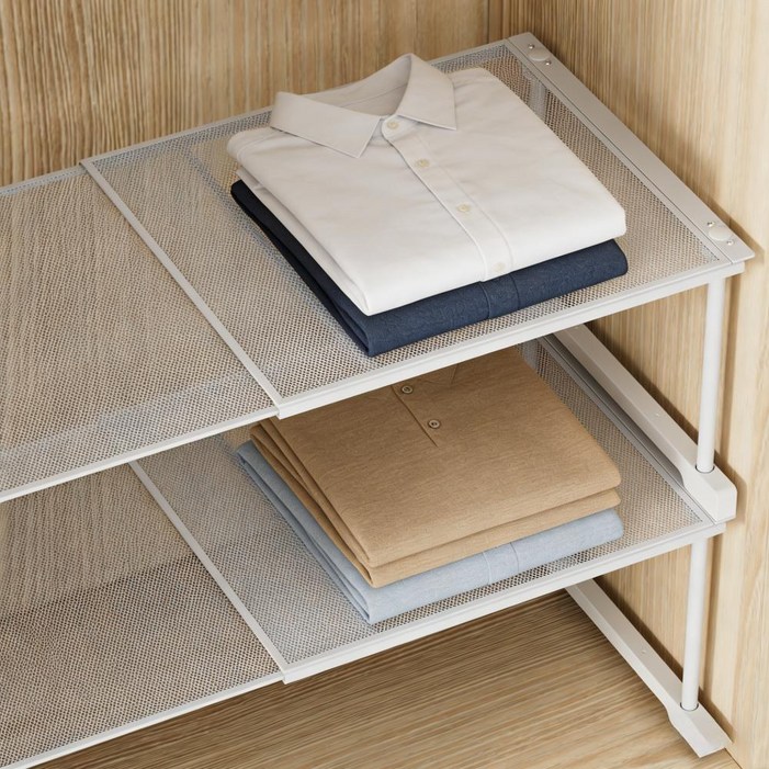 적층형 길이조절 선반 옷장 정리 선반 확장형 펀칭 수납정리대 다용도 수납 선반