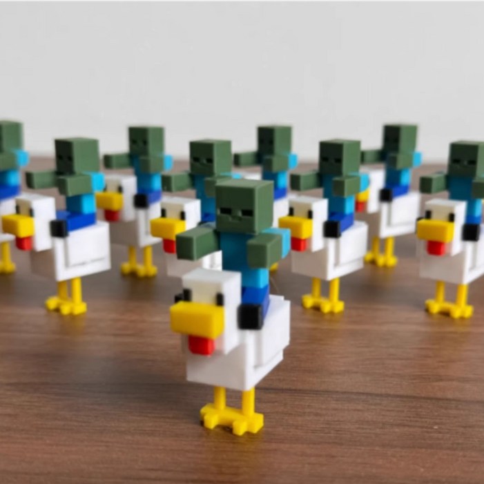 마인크래프트 Chicken Jockey 치킨 조키 피규어 블록 키링