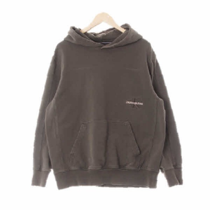 1268 캘빈클라인진 다크그레이 면 자수텍스트로고워싱후드티 XL