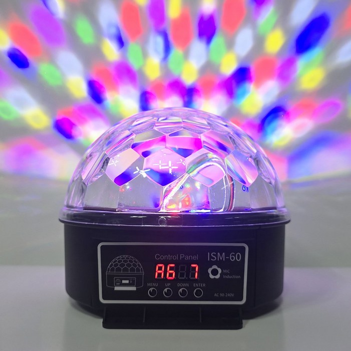 ISM60 LED 6컬러 미러볼 LED핀볼 노래방 가라오케 미러볼 리모컨 포함 가정용 업소용, 업소용연결 커넥트 타입리모컨포함