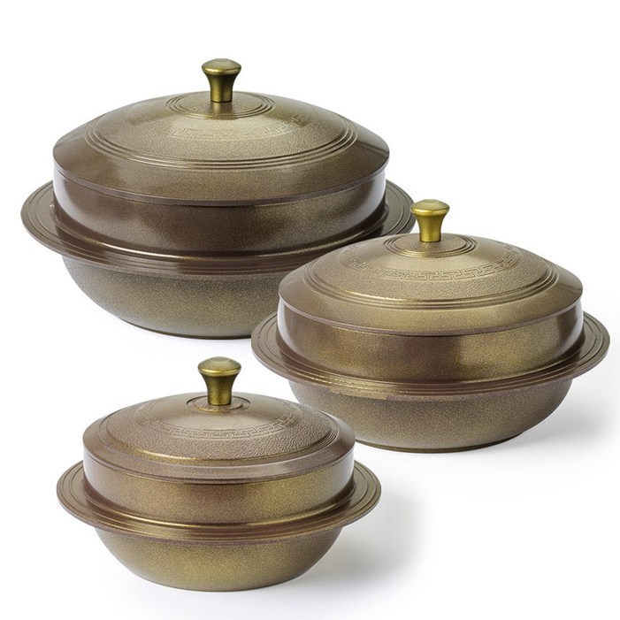 코코스오브제 인덕션겸용 통주물 황금가마솥 황금색 3종세트 182224cm, 1개