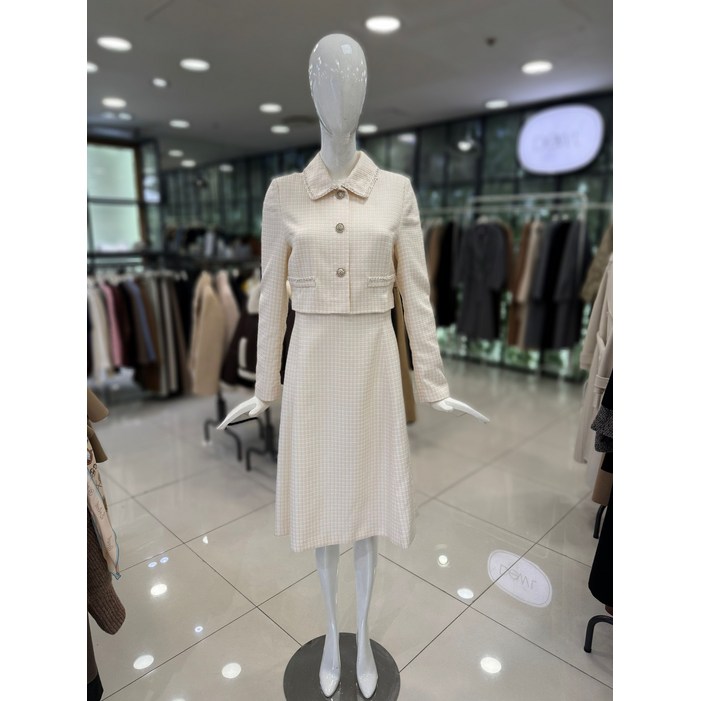 [국내백화점] 듀엘 자켓형 트위드 원피스 아울렛 자켓 트위드자켓 노카라 라운드넥