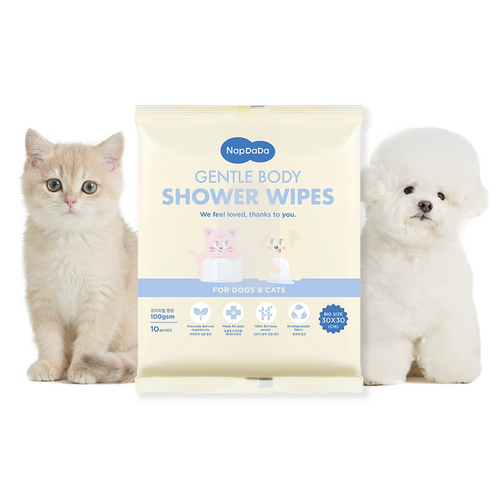 냅다다 젠틀바디샤워티슈 강아지 고양이 목욕 물티슈 대나무원단 100gsm