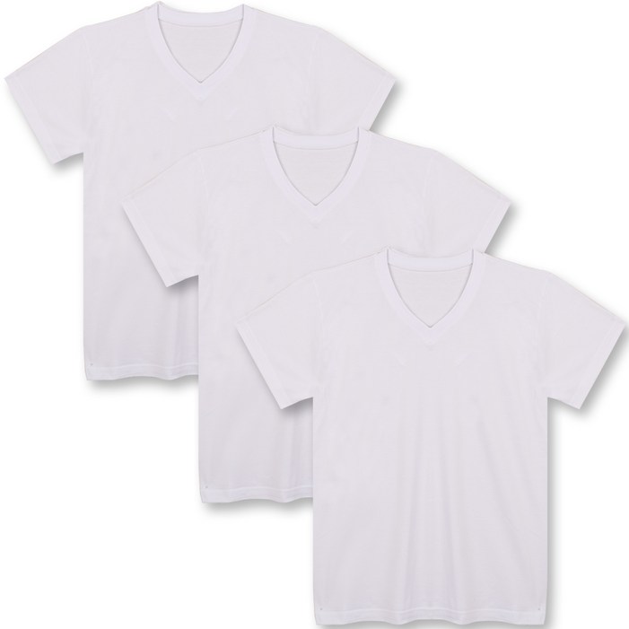 예스플러스 국내산 브이넥 무지 반팔면티 3P