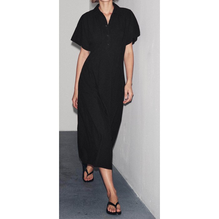 자라 ZARA 여성 포플린 원피스 반팔 미디 2183248