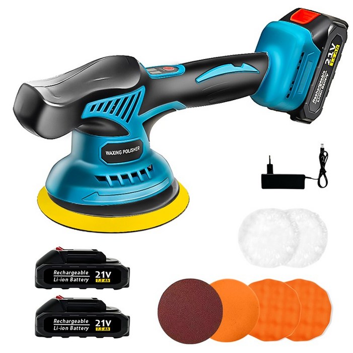 국내발송 VoltMate독일 21V 다기능무선 차량용 광택기 세트 자동차가죽바닥의 왁싱 폴리싱 미러 환원 배터리 두 개, TZLCPNR9SR