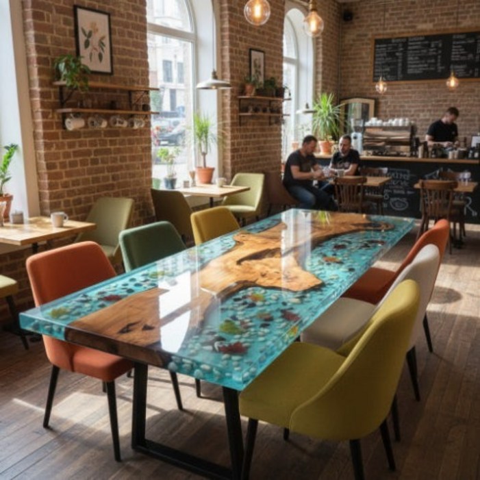 오리나무 레진우드슬랩 테이블 우드테이블