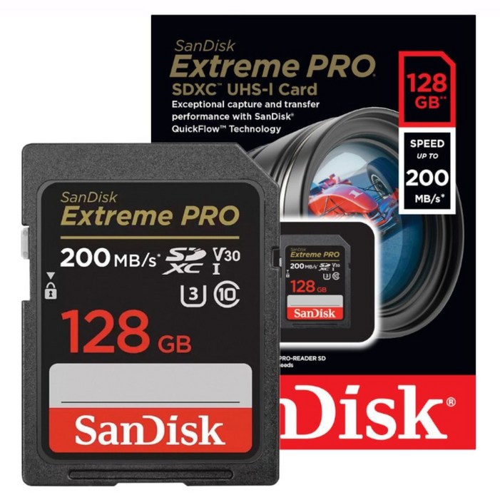 샌디스크 정품 SD 메모리카드 Extreme Pro 익스트림 프로 SDXC 평생보증 Lifetime Limited, 1개, 128GB