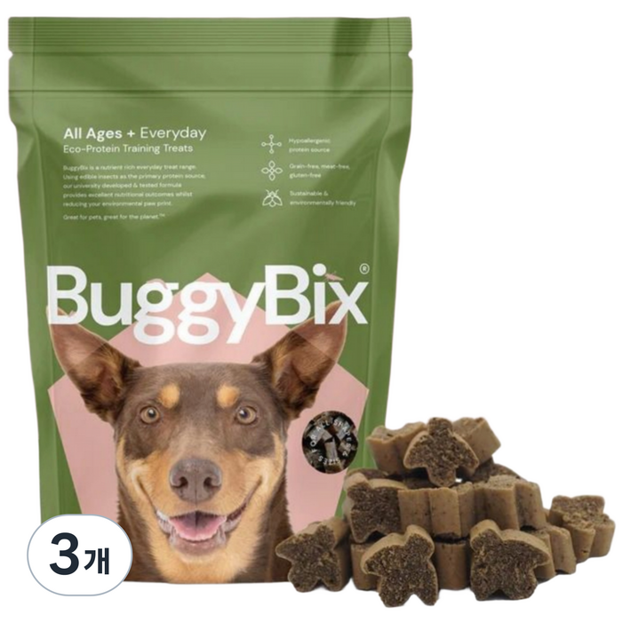 버기빅스 강아지 저알러지 간식  곤충단백질, 알러지, 눈물자국 개선, 프리미엄간식, 3개, 170g, 에브리데이Everyday