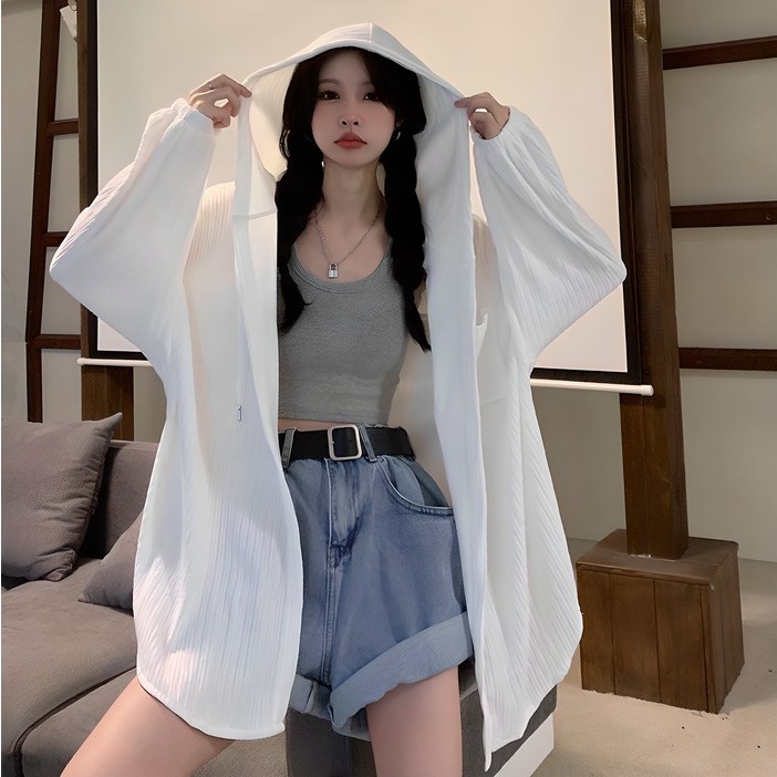 피어니스트 여성용 오버핏 후드 남방 셔츠 피어니스트 여성용 오버핏 후드 남방 셔츠