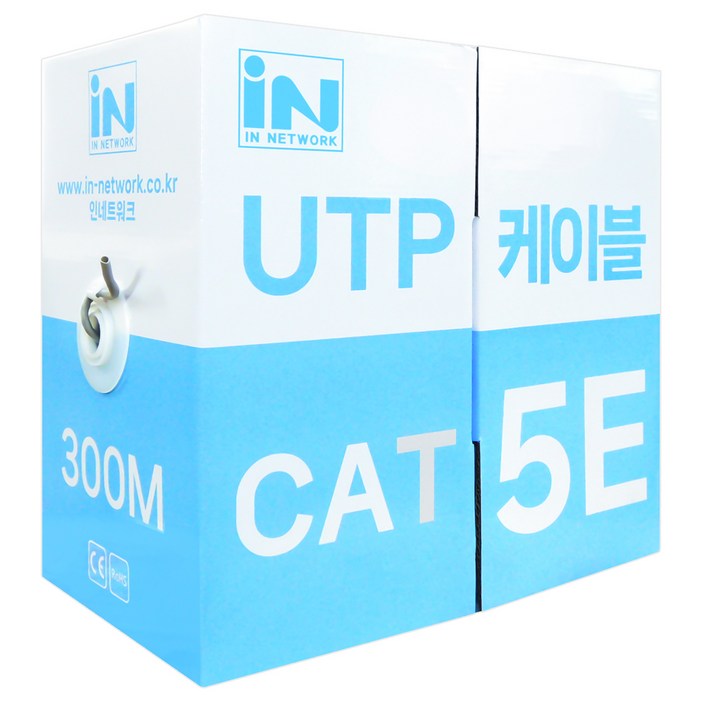 인네트워크 CAT.5E 제작용 박스형 랜케이블 IN-5UTP300M, 그레이, 1개