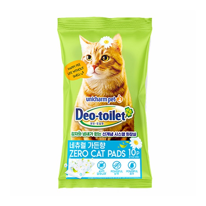 유니참데오토일렛 제로 캣 화장실 패드 네추럴가든향 10p