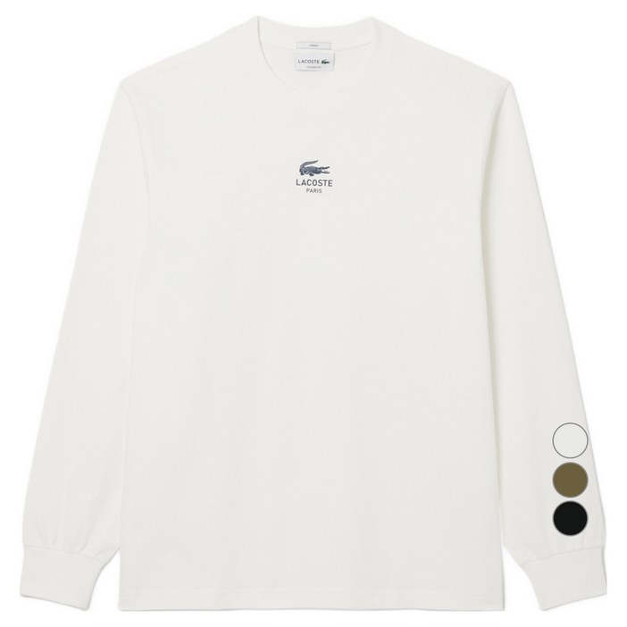 라코스테 남성용 소프트 브랜딩 면 긴팔 티셔츠 TH813555N