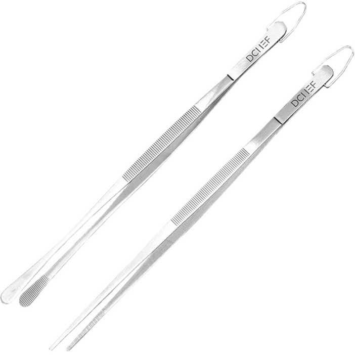 데일리셰프 요리 핀셋 일자형 30cm  둥근머리형 30cm 세트, 실버, 1세트