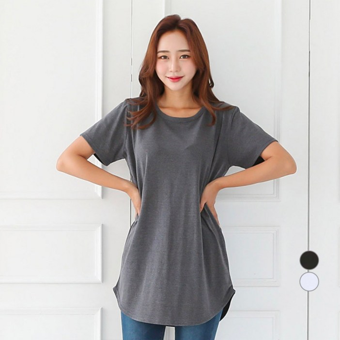 토마토팩토리 여성용 통기성 레이어드 롱 반팔 티셔츠