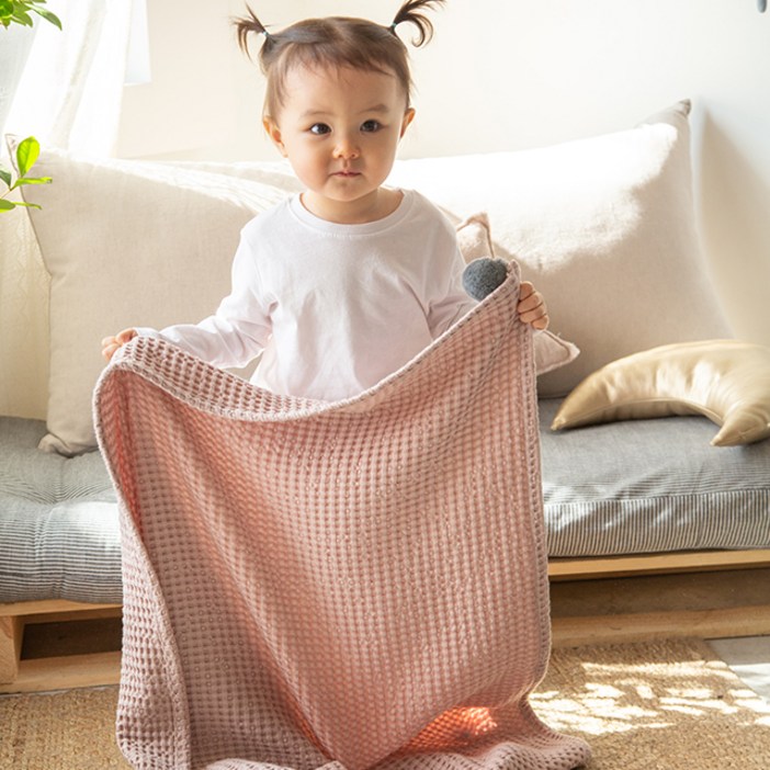 보들보들 모달와플 폼폼 블랭킷, 핑크