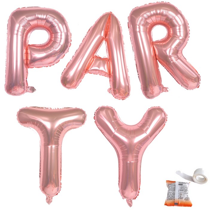 파티쇼 알파벳 은박 풍선 중형 P + A + R + T + Y + 글루닷 100p 세트