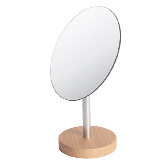 미로라인 노프레임 우드 받침 원형 탁상거울, 우드