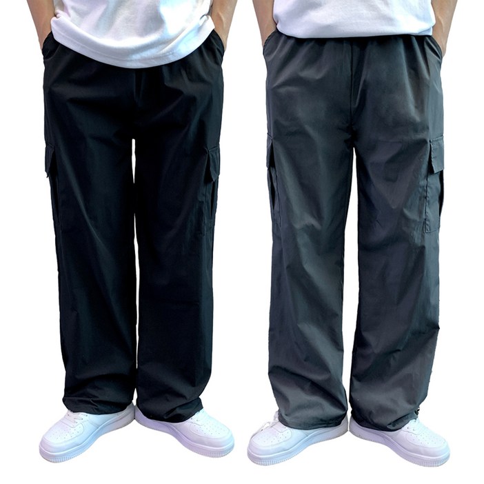 콘피아르 남성용 Y2K 바스락 스트링 카고 세미 와이드 밴딩 팬츠 2종 세트 TC9517