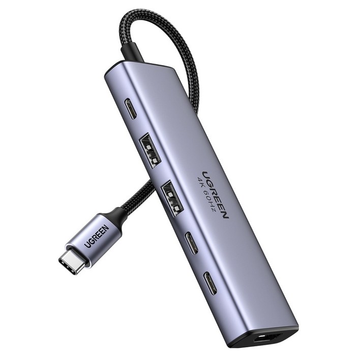 유그린 6in1 C타입 4K 60Hz HDMI PD USB3.2 10Gbps 2C 2A 멀티허브 도킹스테이션