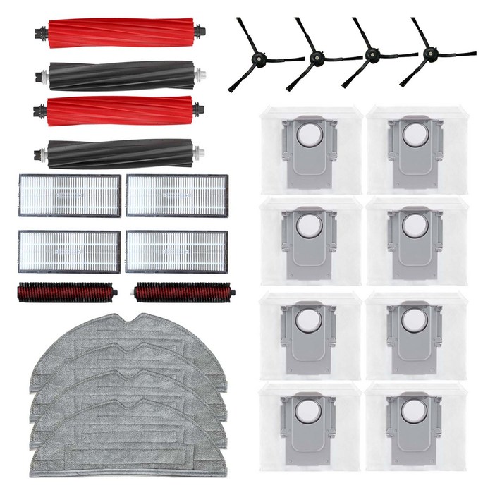 오피스토어 ULTRA 소모품 먼지 필터 메인브러쉬 물걸레 리필 세척 사이드 먼지봉투 6종 세트, 1세트, 로보락 S8PRO