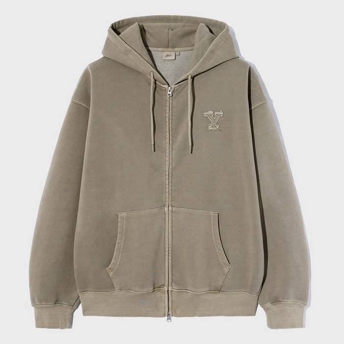 YALE 남녀공용 Y로고 피그먼트 후드집업