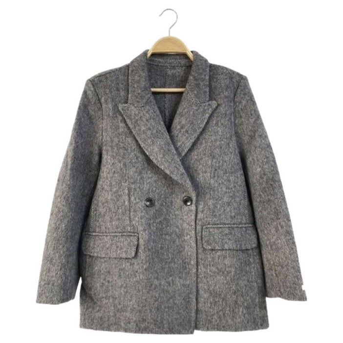 여성용 마도르 헤링본 오버핏 헨드메이드 하프 울 자켓 cpjk6055k59