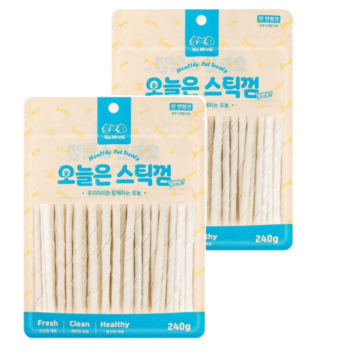 예스몽 오늘은 스틱껌 강아지 간식, 2개, 240g, 소가죽스틱껌