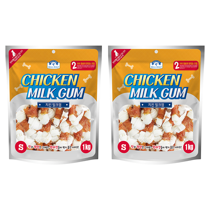 벨버드 강아지 치킨 밀크껌 스몰, 치킨밀크, 1kg, 2개
