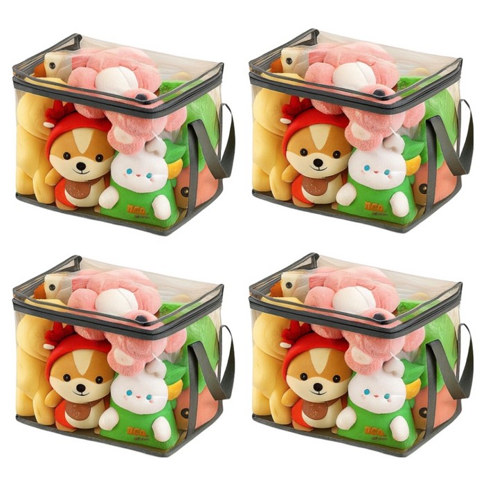 프라리 인형 정리 장난감 다용도 수납함, 투명, 4개