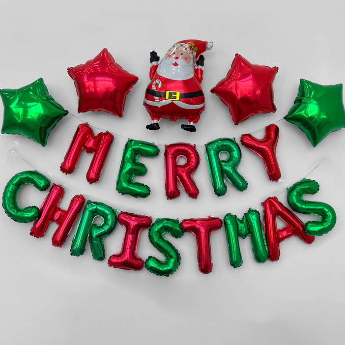 미미파티 크리스마스 파티 풍선 가랜드 + 산타풍선 세트