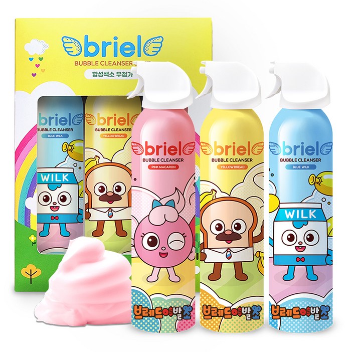 디보트브리엘 유아용 브레드 이발소 버블클렌저 딸기향 + 바나나향 + 풍선껌향 3종세트, 200ml, 1세트