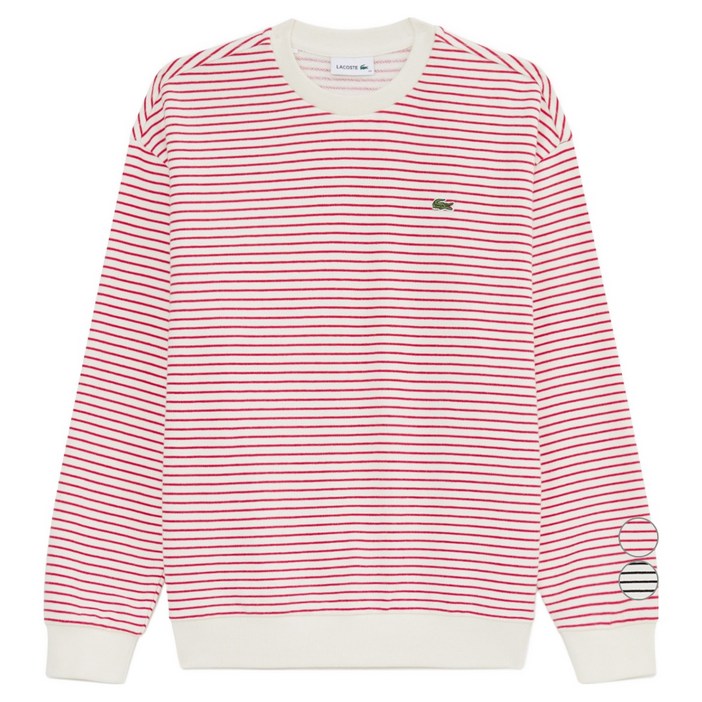 라코스테 여성용 스트라이프 크루넥 면 스웻셔츠 SF931E-55N