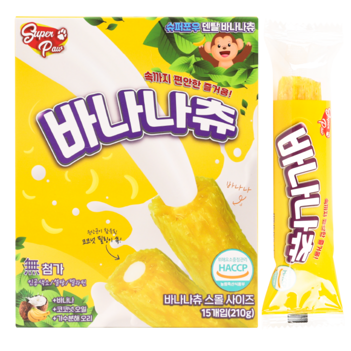 슈퍼포우 강아지 바나나츄 덴탈껌, 바나나, 210g, 1개