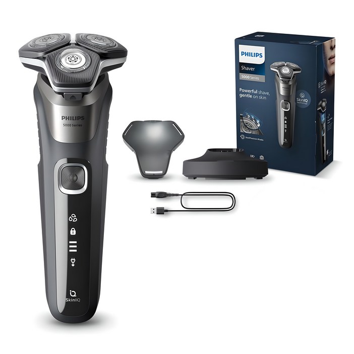 필립스 SkinIQ 5000 시리즈 전기면도기, S588729, 카본 그레이