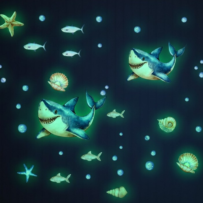 제이드 야광 상어 해양동물 벽꾸미기 스티커