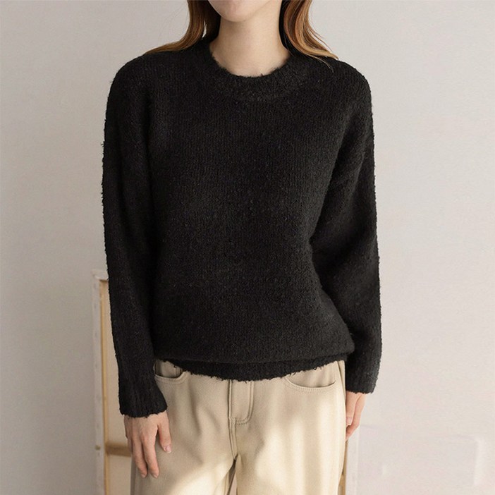 앤드스타일 여성용 웜소프트18탄 울 부클 라운드넥 루즈핏 보송니트 265030