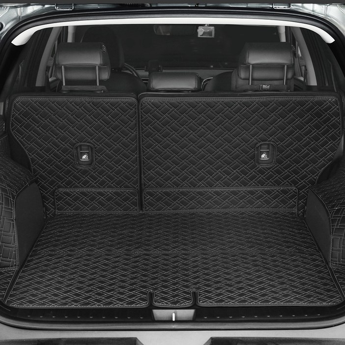 디테일링 우븐블럭 프리미엄 풀커버 트렁크 매트  킥매트  가죽보호제 세트, 블랙  블랙, 디 올 뉴 니로SG2 하이브리드