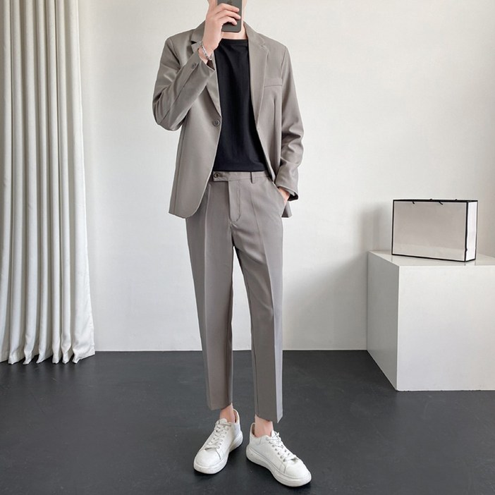 남성용 인피어스 비즈니스 캐주얼 수트 자켓  긴바지 세트