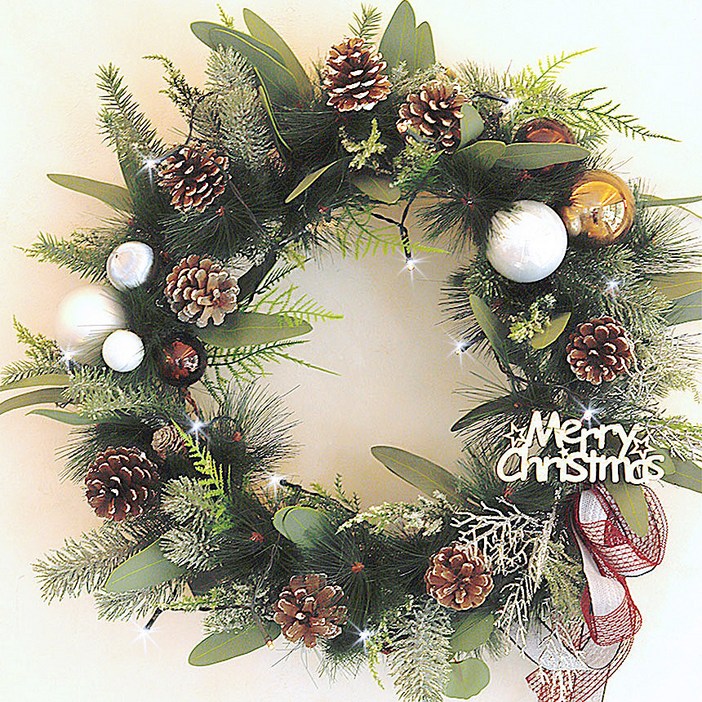 솔방울 솔트리 리스 45  전구 세트