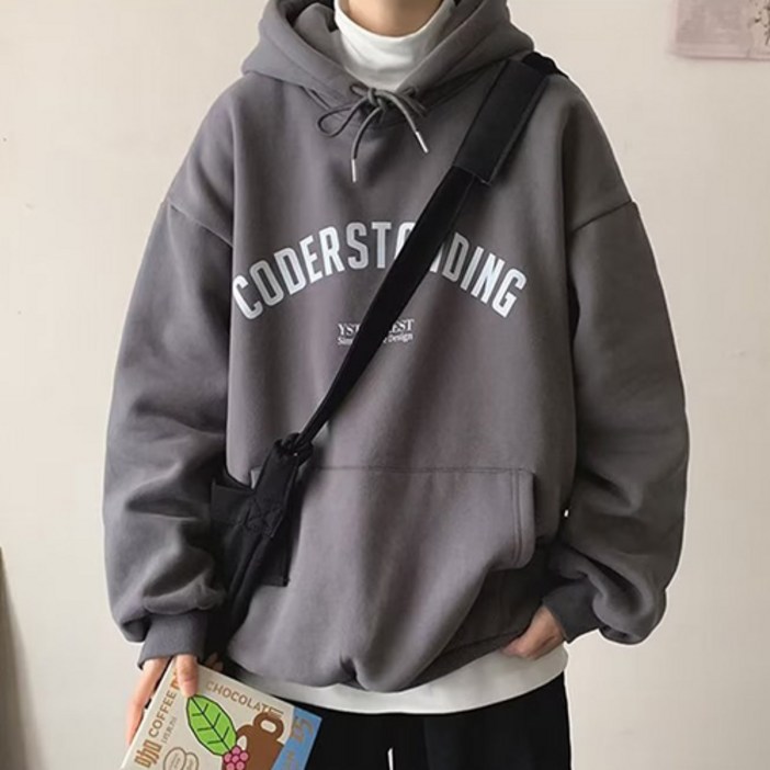 구디프 남성용 레터링 스쿨 루즈핏 후드 티셔츠 구디프 남성용 레터링 스쿨 루즈핏 후드 티셔츠