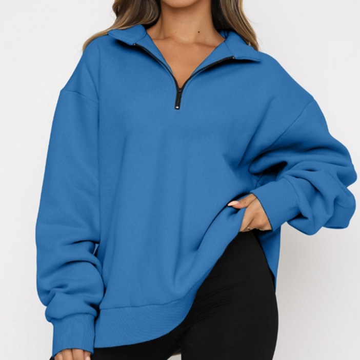 데이소이 루즈핏 무지 반집업 맨투맨