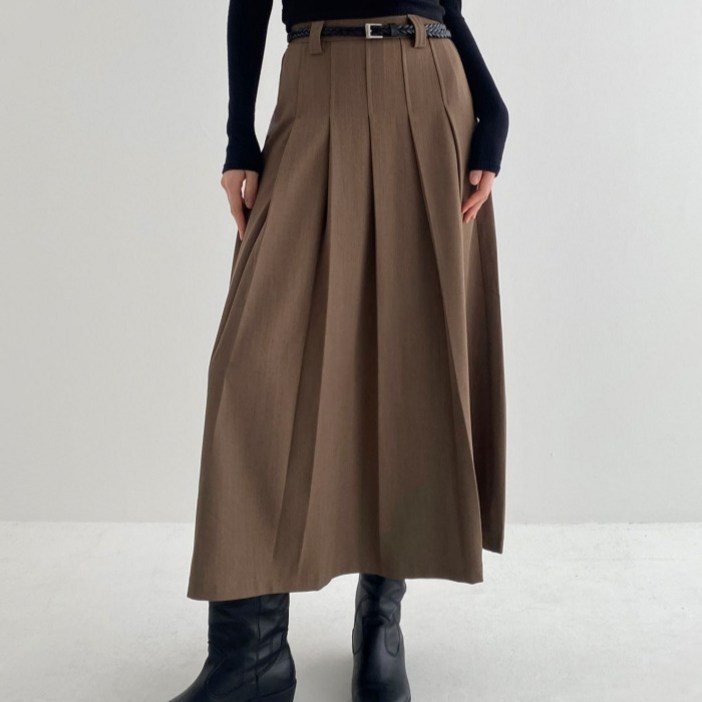 라라온 플리츠 롱 뒷밴딩 치마 TSP3018