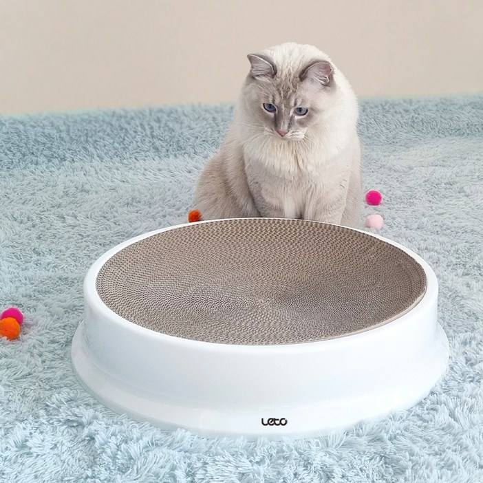 레토 고양이 원형 스크래쳐 특대형 50cm LPS-CS02, 화이트, 1개 7183388753
